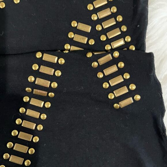 NEW Bebe Y2K Gold Studded Rock & Roll Heart Raw Edge Round Hem Scoop Neck Top XS - Picture 10 of 16